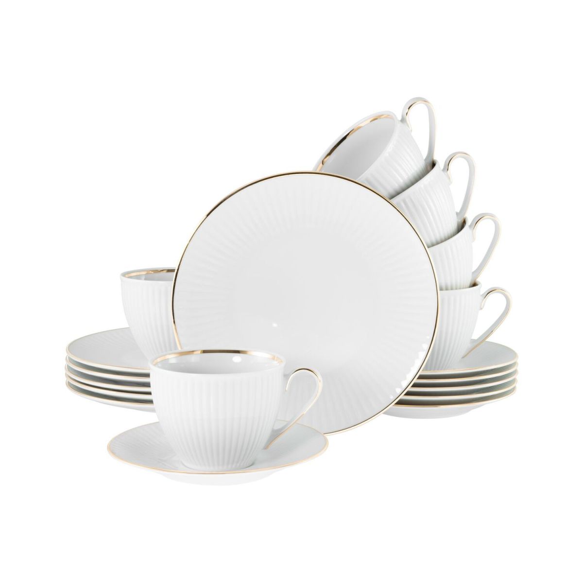 Valencia gold - Servizio da caffè da 18 pezzi CreaTable; bianco/oro