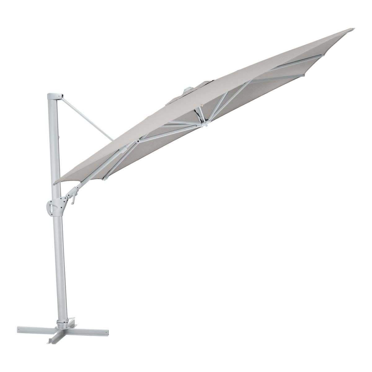 KETTLER Schirm UPF 50+ EASY SWING , mit PU-Beschichtung 300x300x260 cm (LxBxH); hellgrau; Gestell silber; quadratisch; 3 Stück / Pack
