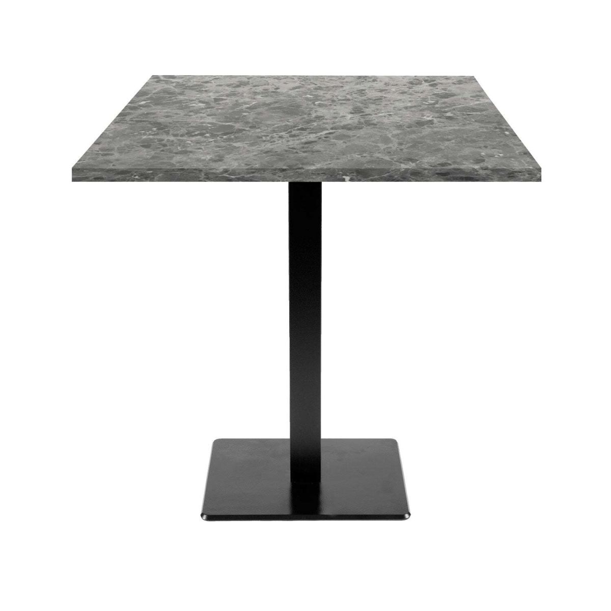 RestooTab Tisch Milan quadratisch - Dekor Stein & Holz 70x70x75 cm (LxBxH); Platte steingrau/marmoriert, Gestell schwarz; quadratisch