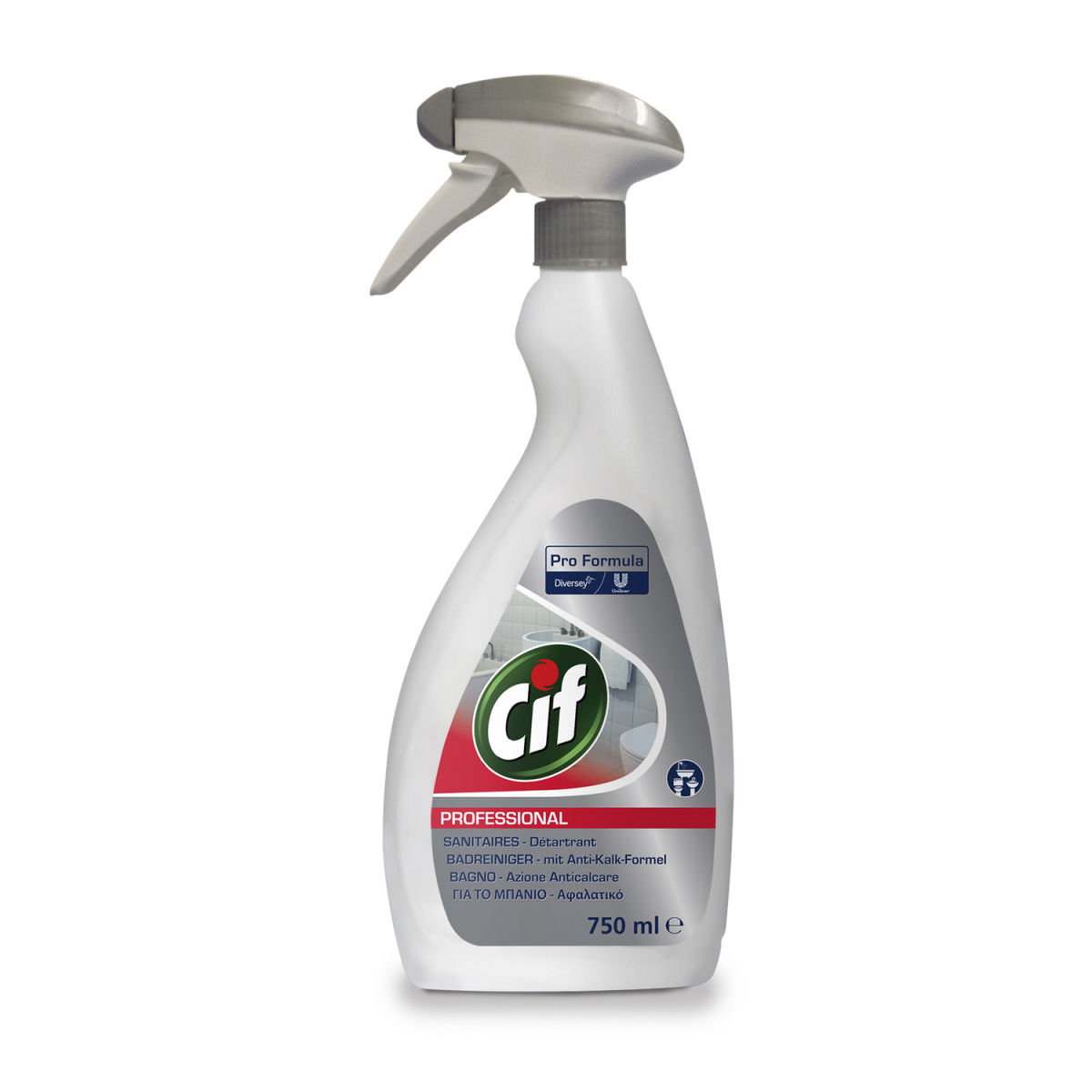 Diversey Cif Professional Badreiniger, Reiniger und Entkalker 0.75 l; transparent; 6 Stück / Pack