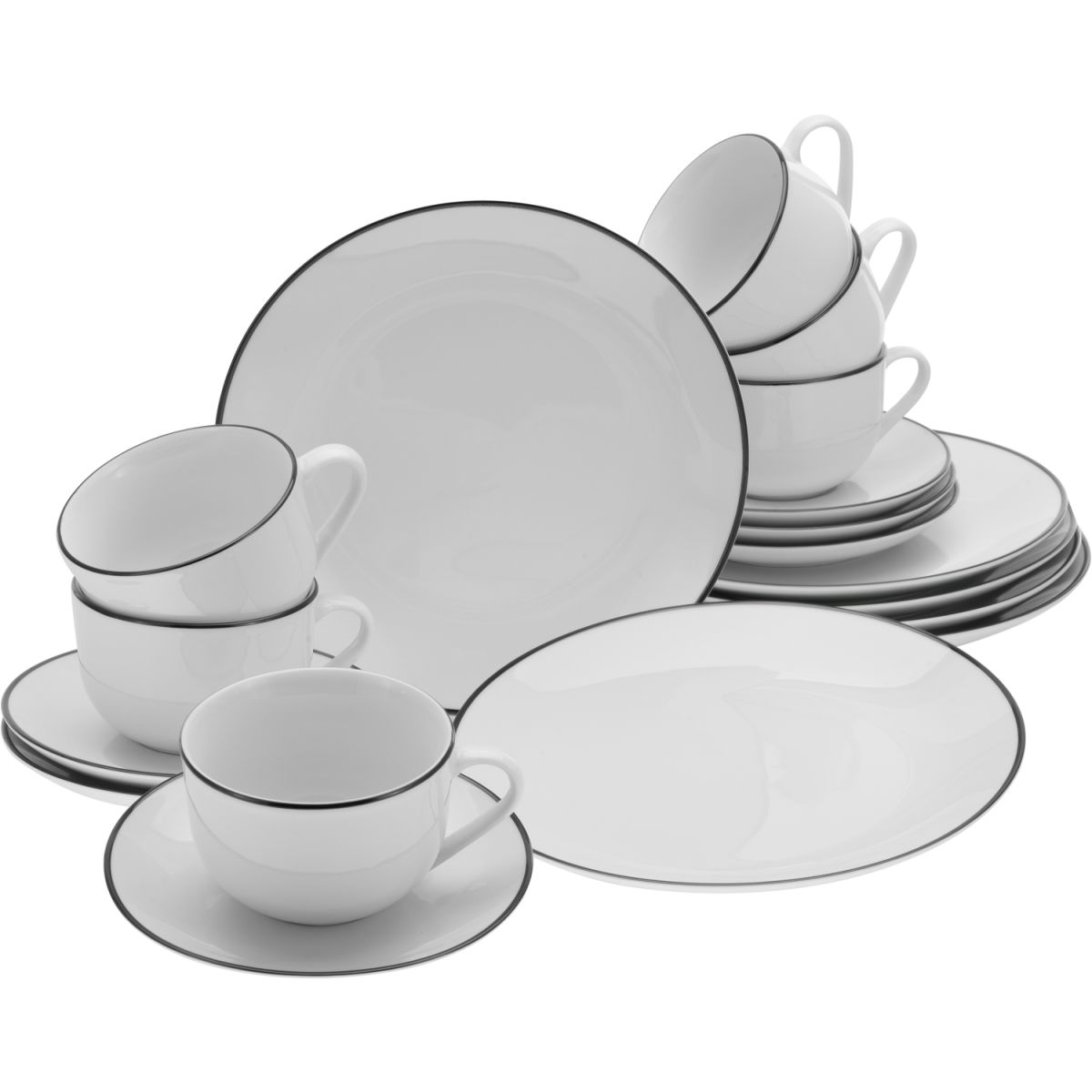 CreaTable Luna Black Line - Kaffeeservice 18-tlg weiß