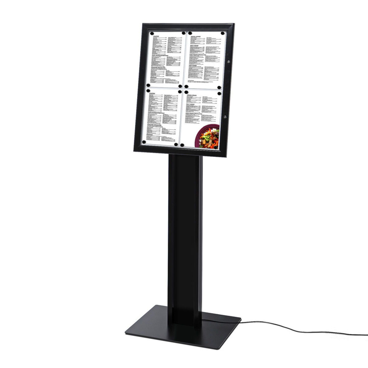 Foya Speisekartenkasten freistehend LED 50x40x163 cm (BxTxH); schwarz