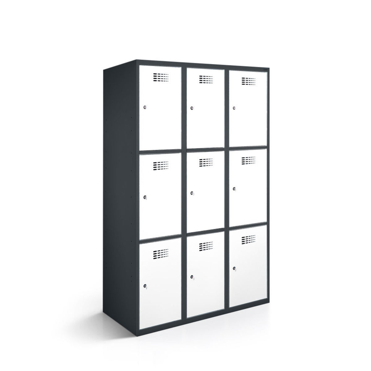 rotstahl Fächerschrank 9 Fächer mit anthrazitgrauem Korpus 90x50x180 cm (BxTxH); weiß