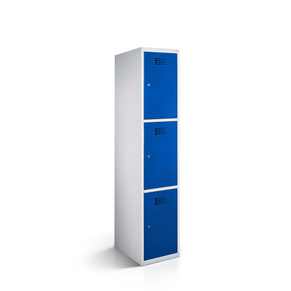 rotstahl Fächerschrank 3 Fächer mit lichtgrauem Korpus 40x50x180 cm (BxTxH); dunkelblau