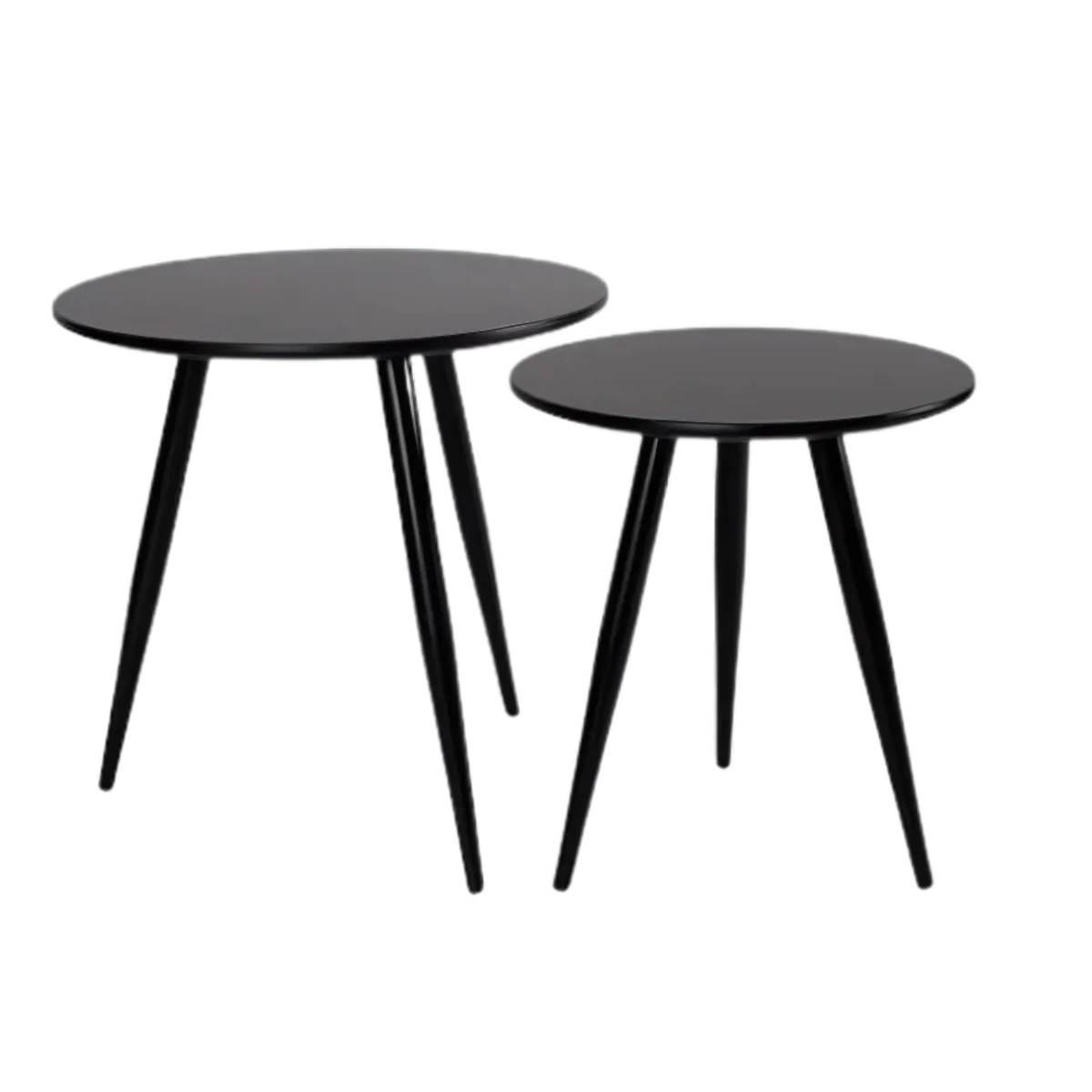 Set 2 Tavolini James GRANA HOME; 50 cm (H); Piano tavolo nero, struttura nero; rotonda; 1 set / Pacco