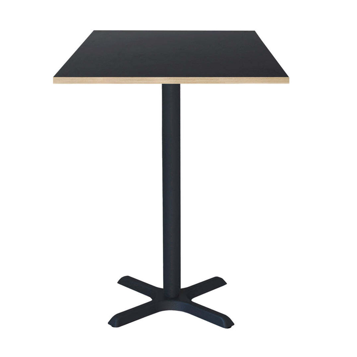 RestooTab Stehtisch Dina quadratisch - Dekor Holz & Uni 60x60x112 cm (LxBxH); Platte schwarz, Gestell schwarz; quadratisch