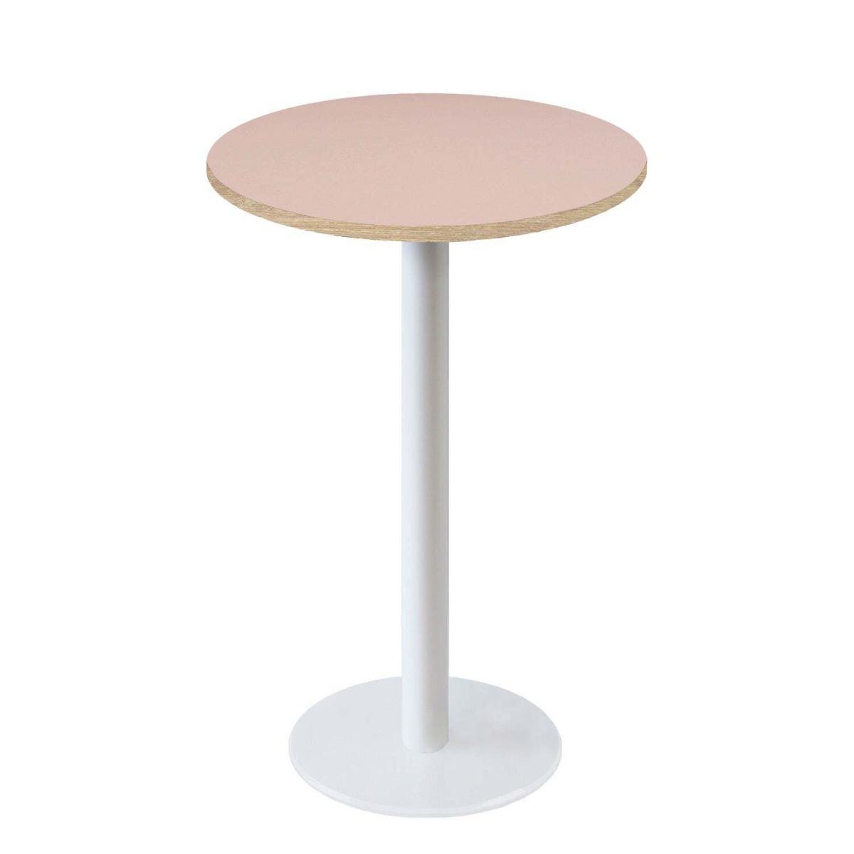 Tavolo alto Roma rotondo base bianco - laminato tinta unita RestooTab; 113x60 cm (HxØ); rosa antico/marrone; rotonda