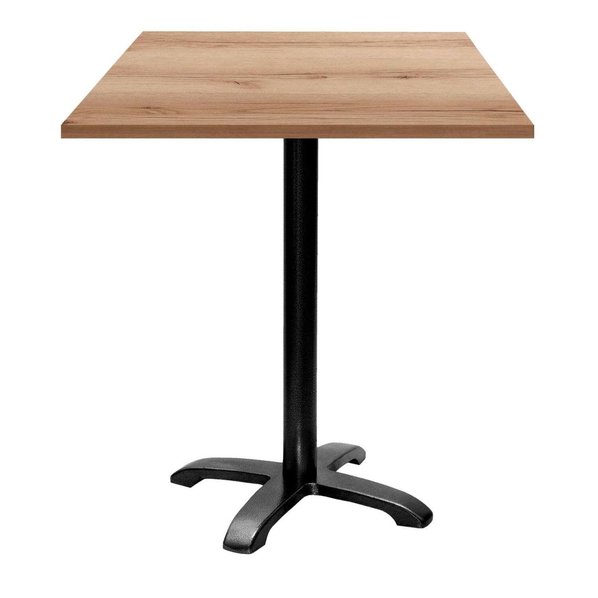 RestooTab Stehtisch Bazila quadratisch - Dekor Holz & Uni 70x70x113 cm (LxBxH); Platte eiche/natur, Gestell schwarz; quadratisch