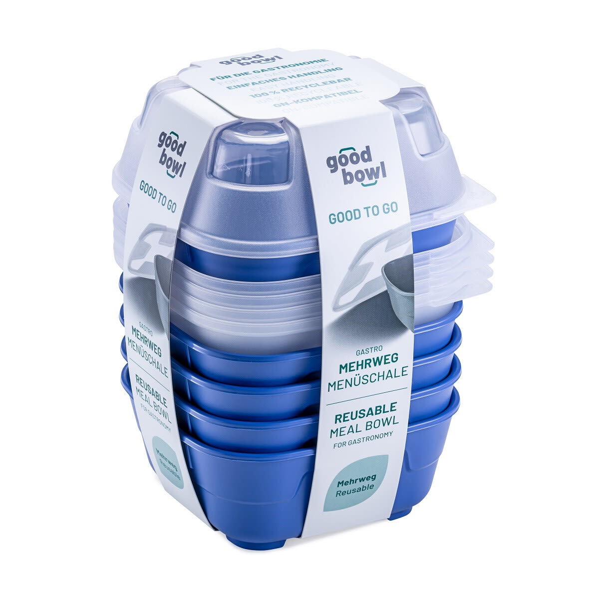 thermohauser Mehrweg-Menübehälter GoodBowl Tiny XL 550 ml, 14.2x14.2x10.2 cm (LxBxH); blau; quadratisch; 5 Stück / Pack