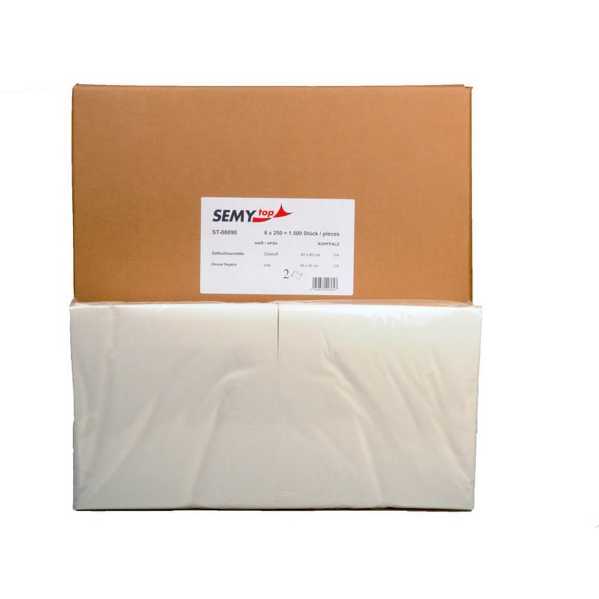 Plock Servietten, 2-lagig, Falzung 1/4, 40 x 40 cm; 40x40 cm (BxL); weiß; 1500 Stück / Pack