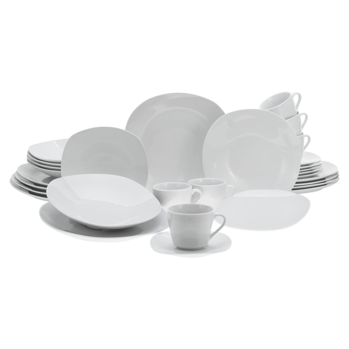Square White - Servizio da 30 pezzi CreaTable; bianco