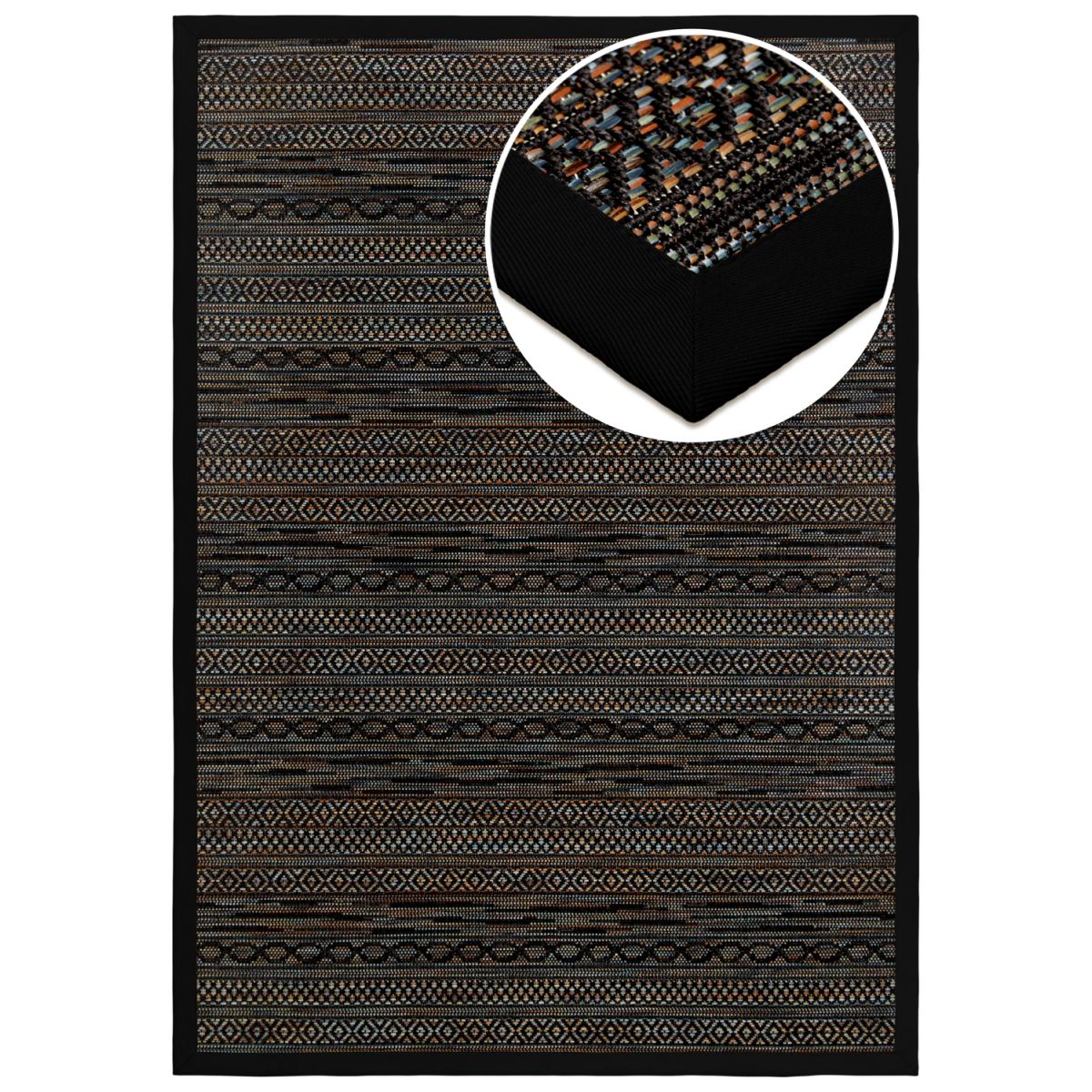 Grundstoff Outdoor Teppich Barbados Late-Night 290x200 cm (LxB); schwarz meliert