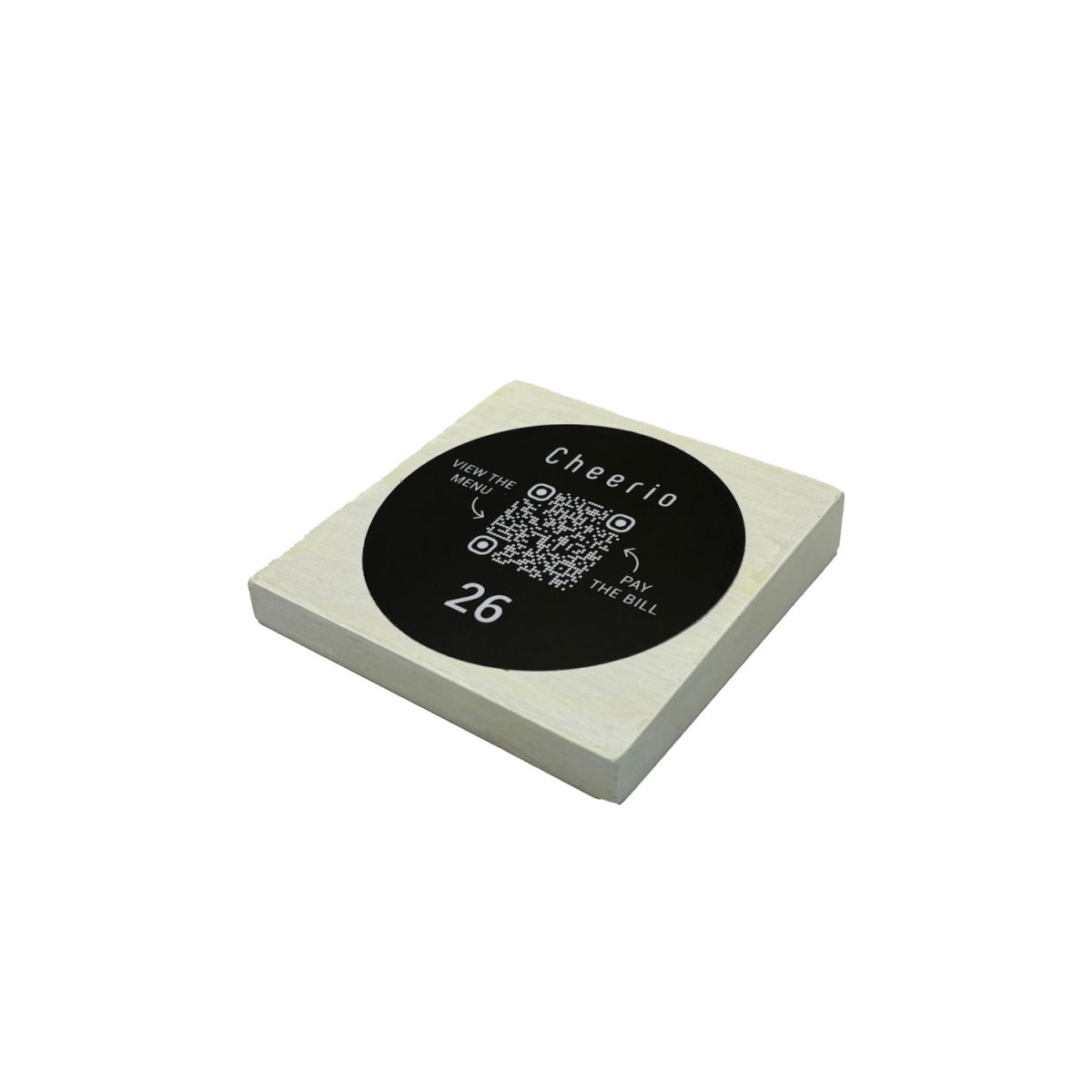 PRODUCTMATE Tischaufsteller liegend schräg mit QR-Code Aufkleber matt 8.5x8.5 cm (BxH); ahorn/weiß; 25 Stück / Pack