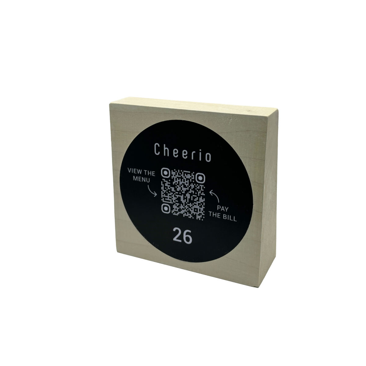 PRODUCTMATE Tischaufsteller stehend mit QR-Code Aufkleber matt 8.5x8.5 cm (BxH); ahorn/weiß; 25 Stück / Pack
