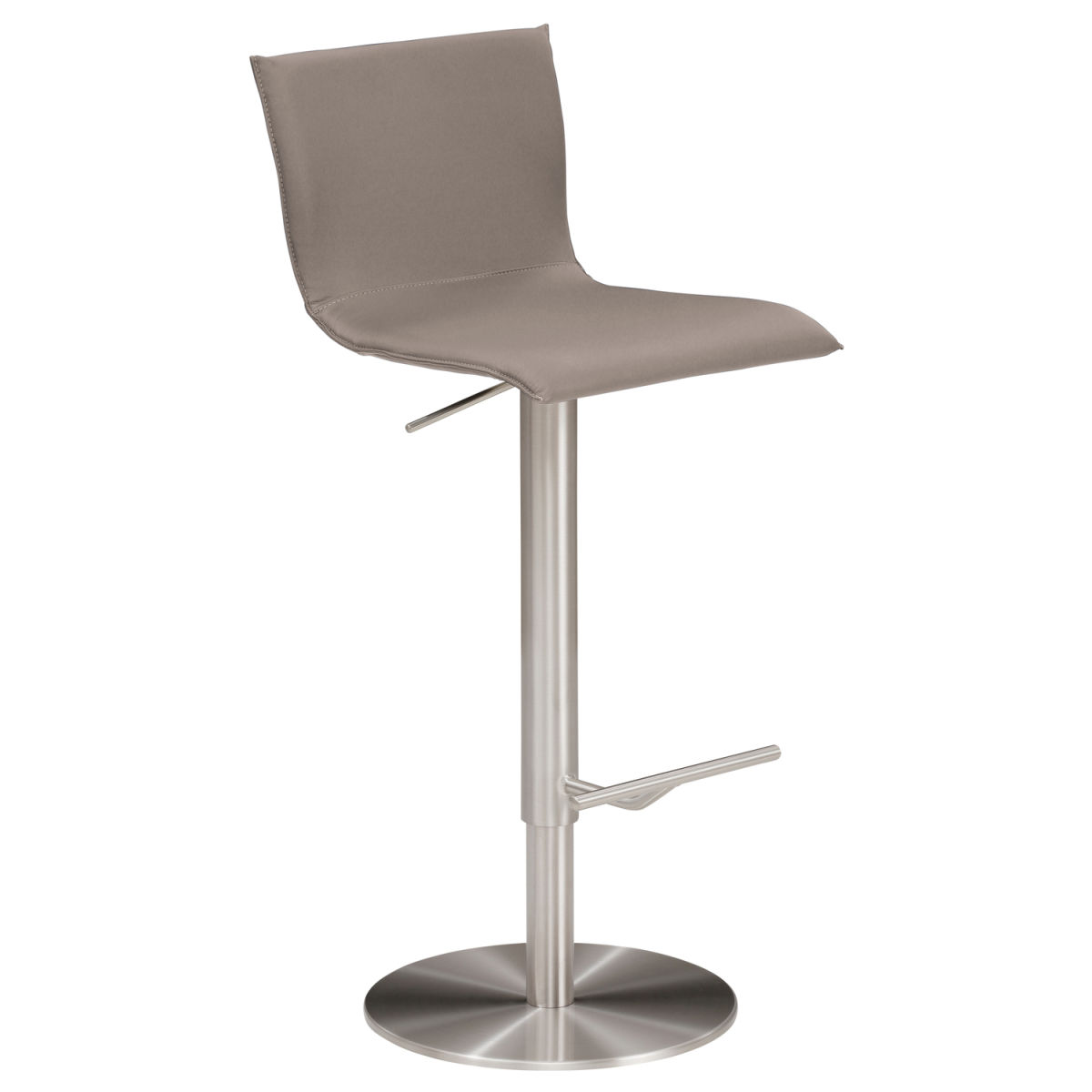 Mayer Sitzmöbel Bar- und Tresenhocker, Leder 39.5x43x81 cm (BxTxH); Sitz taupe, Gestell edelstahl