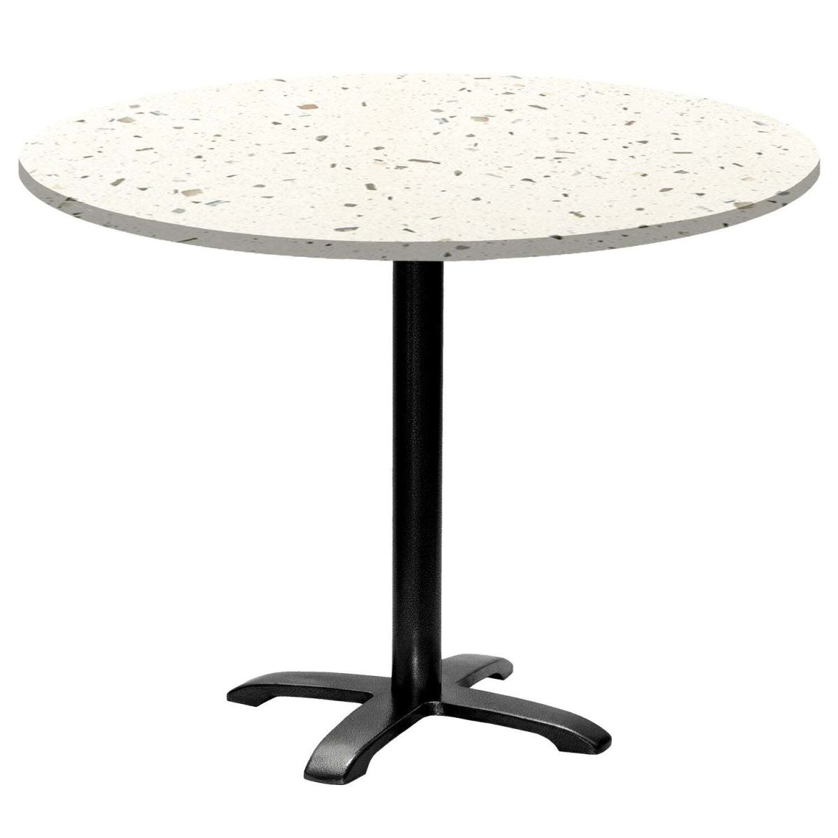 RestooTab Tisch Bazila rund - Dekor Stein 74x110 cm (HxØ); Platte terrazzo, Gestell schwarz; rund