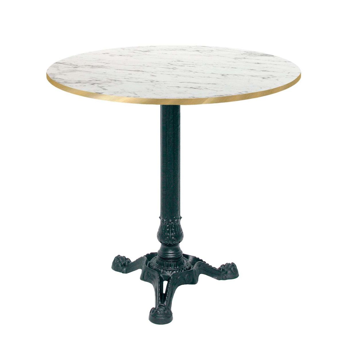 RestooTab Tisch Bistrot rund - Kanten messingfarben 70x70x75x70 cm (LxBxHxØ); weiß/marmoriert/messing; Gestell schwarz; rund