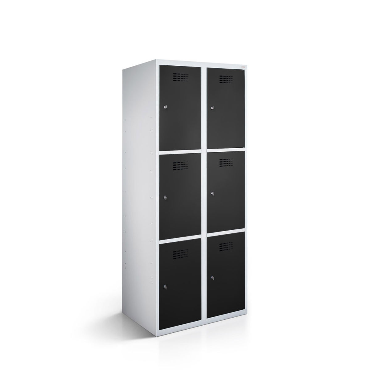 rotstahl Fächerschrank 6 Fächer mit lichtgrauem Korpus 60x50x180 cm (BxTxH); schwarz