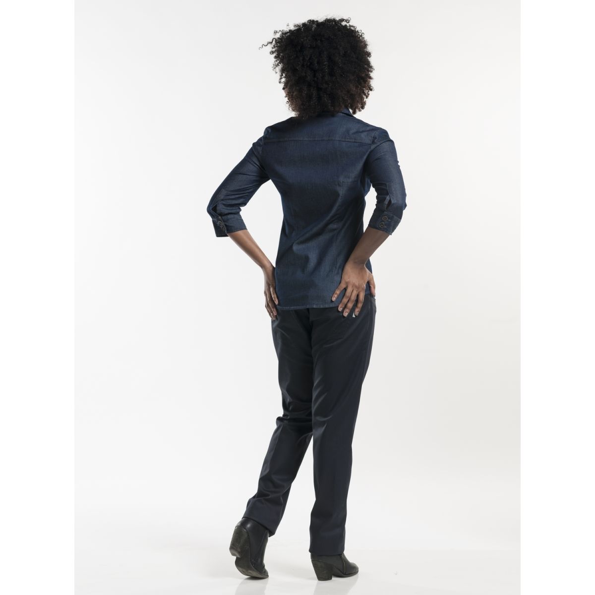 Chaud Devant Bluse Woman Blue Denim Stretch 3/4 Sleeve Kleidergröße XL; denim dunkel