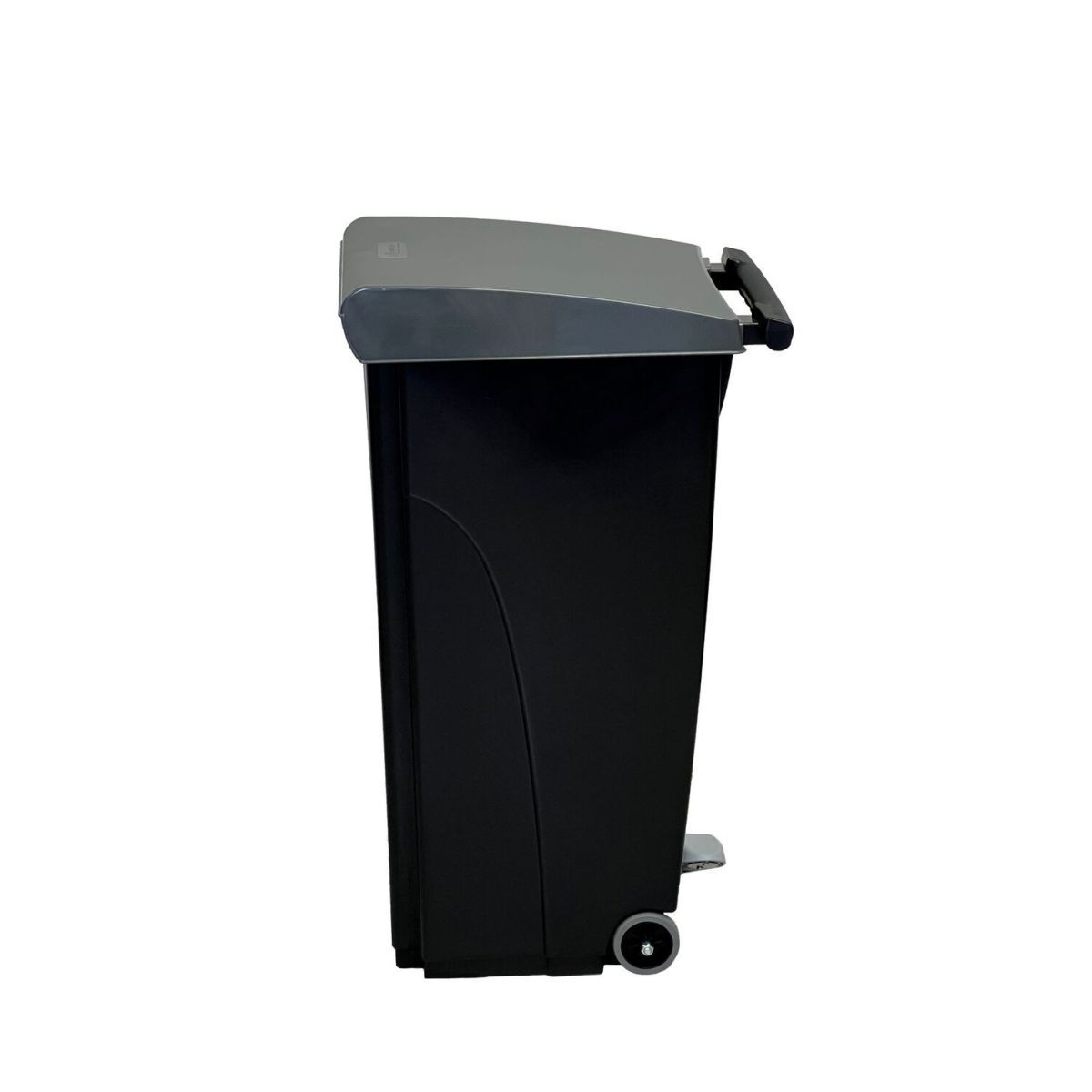 QUATRO Platzsparender Abfalleimer mit Pedal 70 l, 43x81x32 cm (BxHxT); schwarz/grau; rechteckig