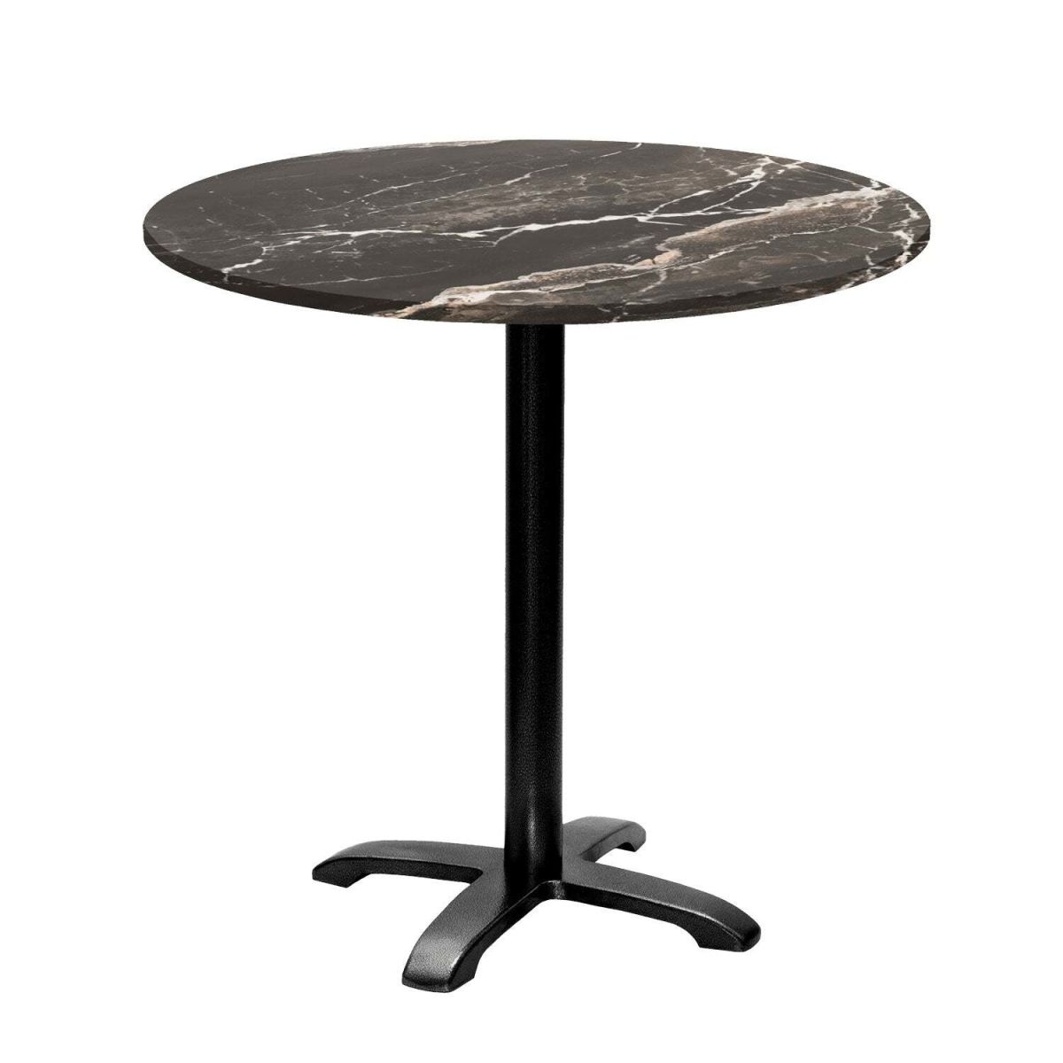 RestooTab Tisch Bazila rund - Dekor Stein 74x80 cm (HxØ); Platte schwarz, Gestell schwarz; rund