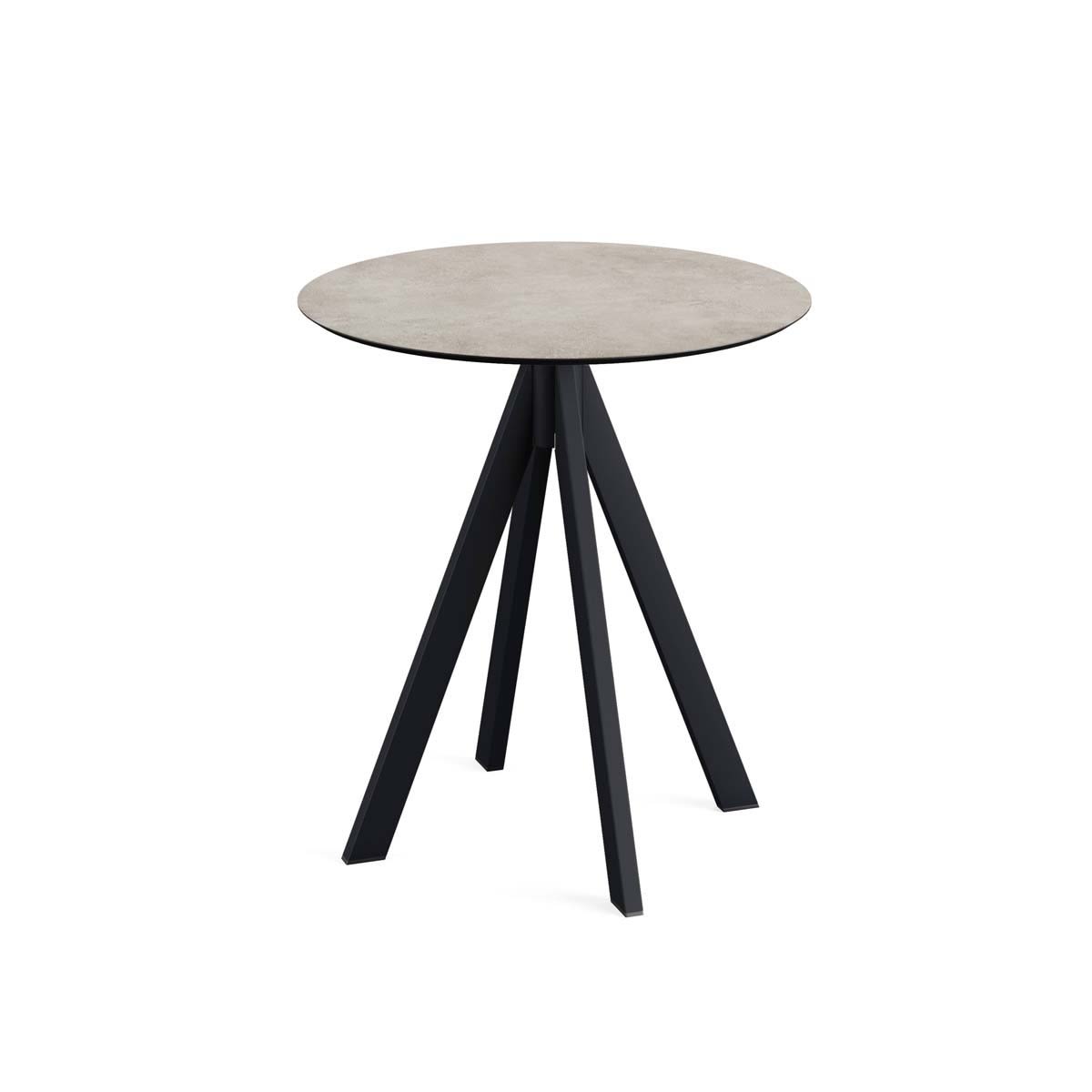 Feros Terrassentisch Infinity Schwarz Gestell + HPL rund 73.2x70 cm (HxØ); sand; rund