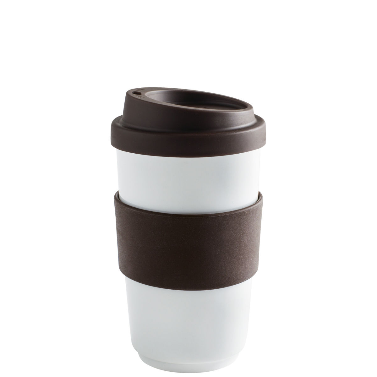 Kahla Becher + Trinkdeckel + Banderole fillit 400 ml, 8x13 cm (ØxH); cocabraun; rund