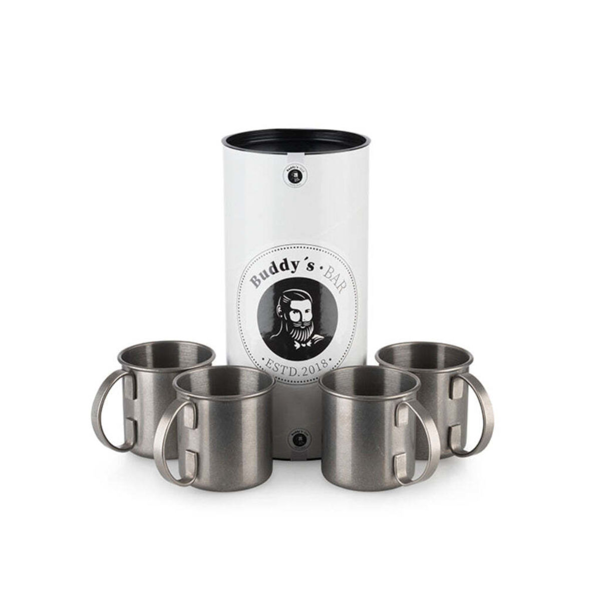 Buddy’s Bar Becher -MOSCOW MULE-, 4er-Set, Edelstahl; 450 ml, 9x9 cm (ØxH); silber; 4 Stück / Pack