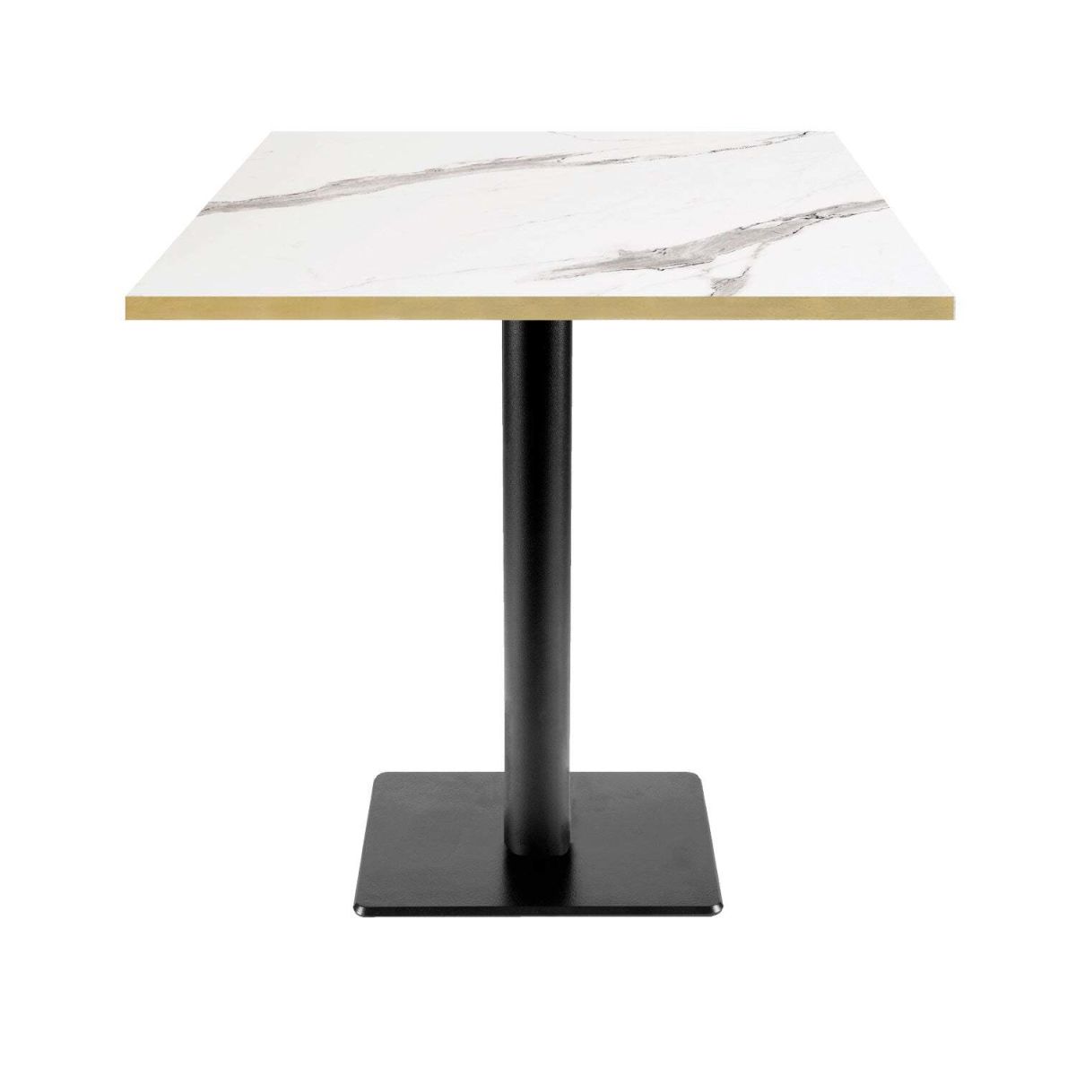 Tavolo Milan quadrato - laminato legno RestooTab; 70x70x75 cm (LxLxH); Piano tavolo bianco, struttura nero; quadrata