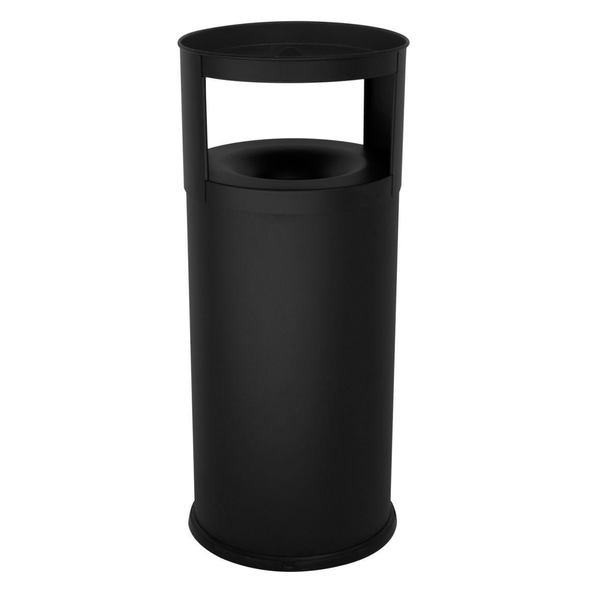 STIL CASA Stil Casa selbstlöschender Abfallbehälter mit Aschenbecher, Stahl lackiert, bodenschonender Kunststoffrand 75 l, 41.5x41.5x39x92 cm (LxBxØxH); schwarz