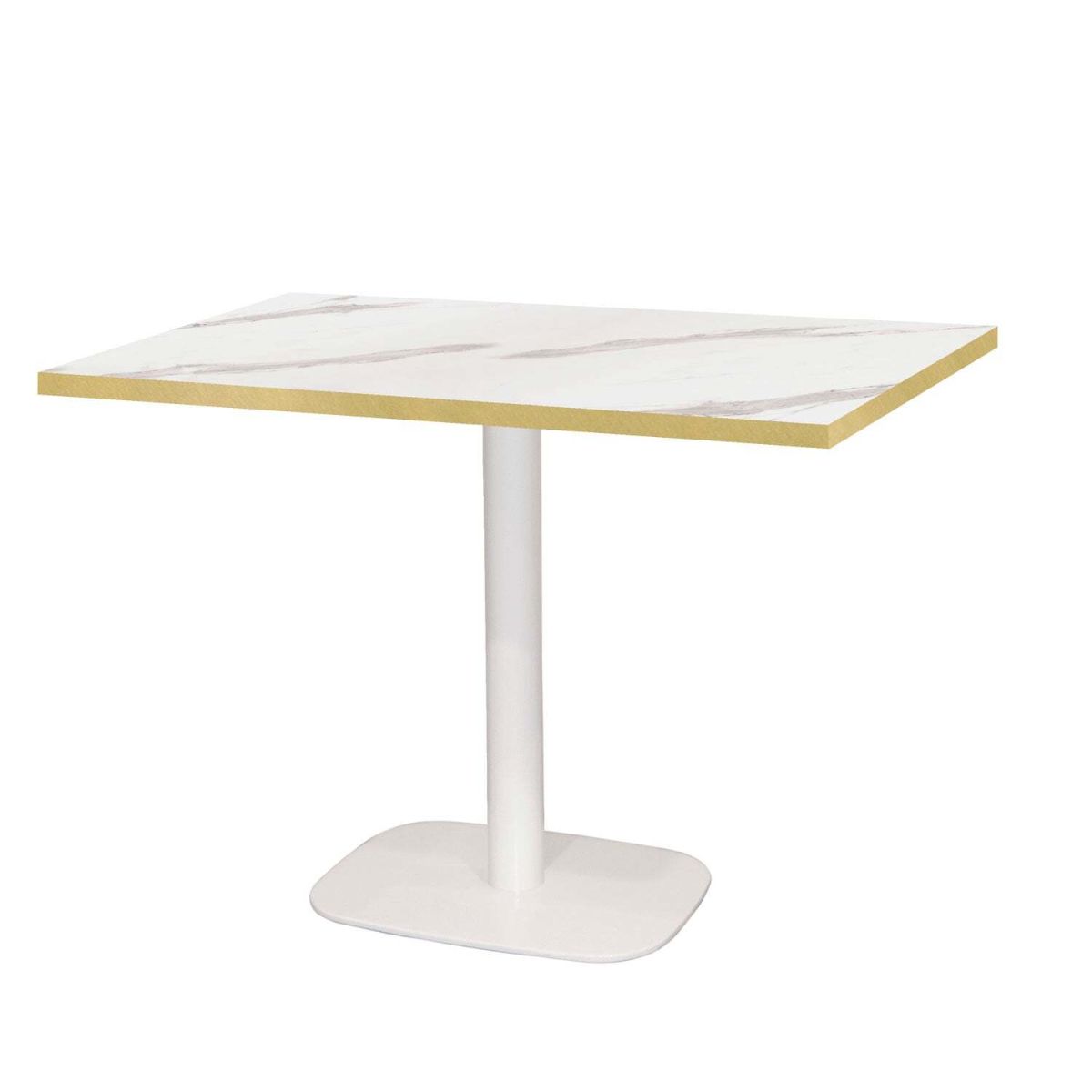 RestooTab Tisch Round rechteckig Gestell weiß - Dekor Stein 120x70x75 cm (LxBxH); Platte weiß, Gestell weiß; rechteckig