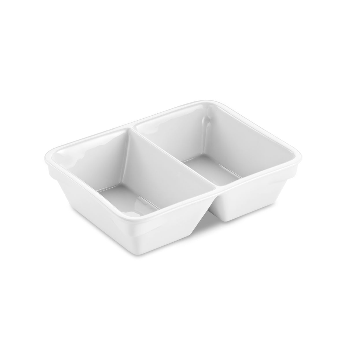 thermohauser Schale 1/2 geteilt, großes Volumen, Premium-Porzellan 1100 ml, 23.5x17.5x6 cm (LxBxH); weiß