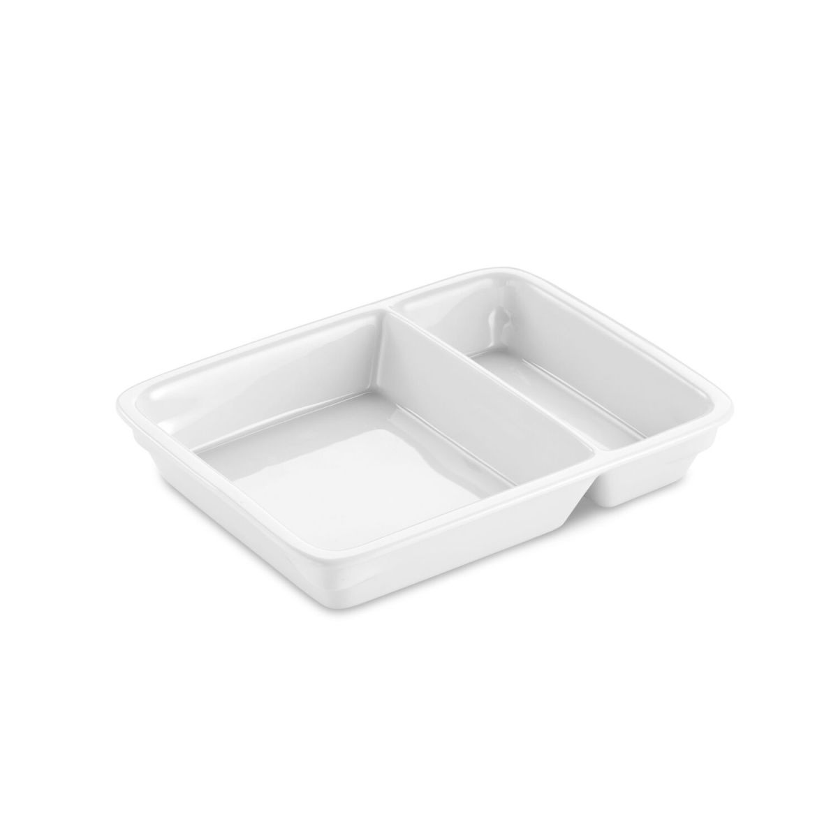 thermohauser Schale 2/3 : 1/3 geteilt, Premium-Porzellan 1560 ml, 23.5x17.5x3.8 cm (LxBxH); weiß