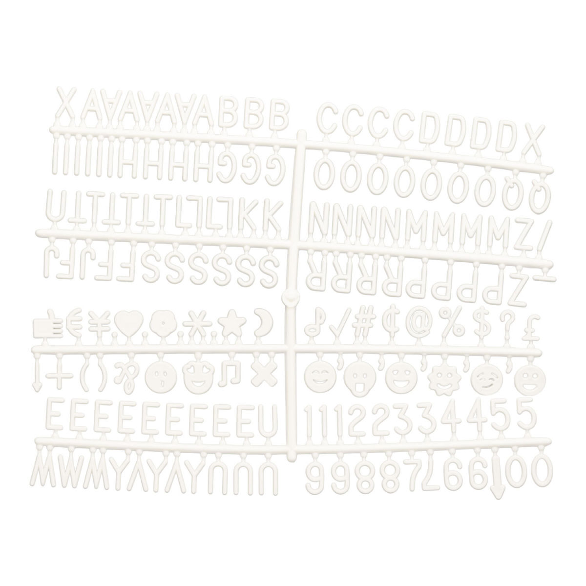 Kit di Lettere per Bacheche 40x60cm e 60x80cm - 256 lettere, numeri e icone in acrilico Securit; 26x27.5 cm (LxH); bianco