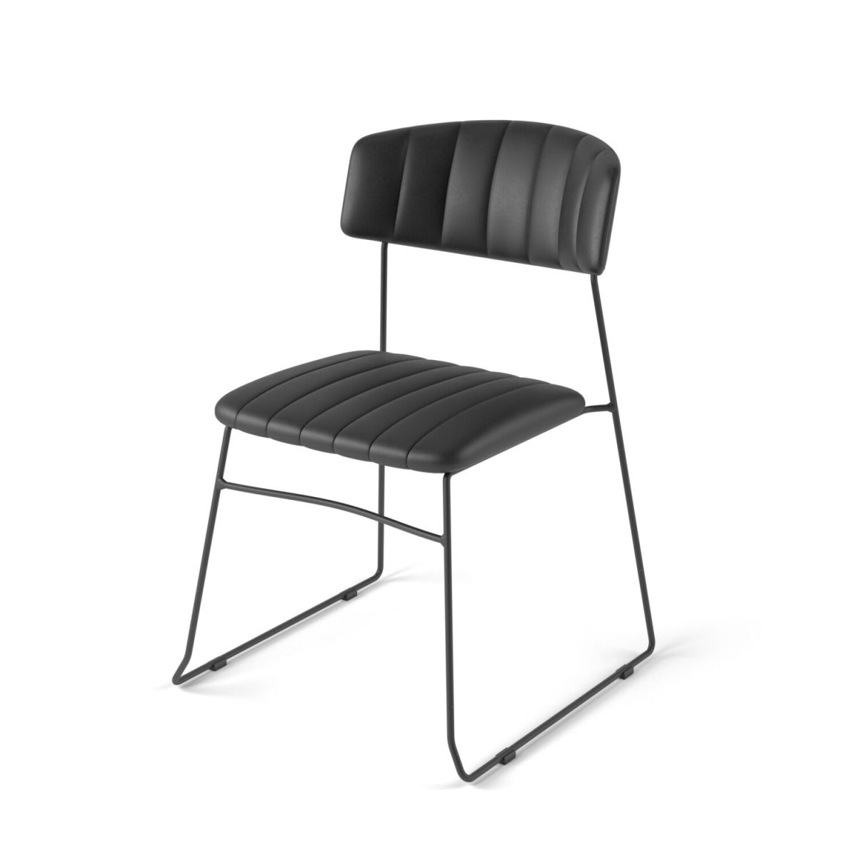Feros Mundo Stapelstuhl, kunstleder gepolstert, feuerhemmend 54x55x79 cm (BxTxH); schwarz; 4 Stück / Pack