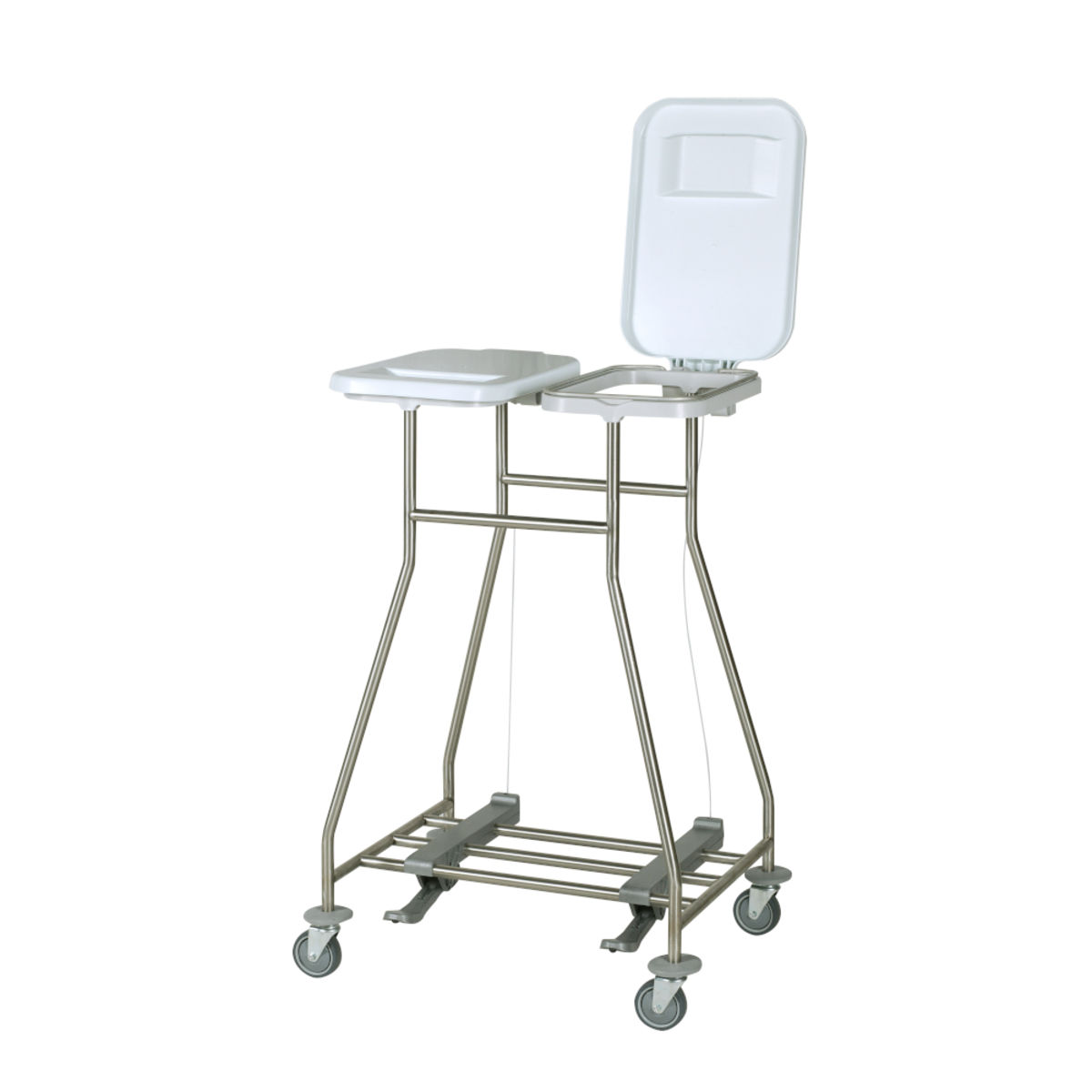 QUATRO Sammelwagen für Wäsche und Abfall mit Pedalen DOPPEL 65x95 cm (BxH); silber