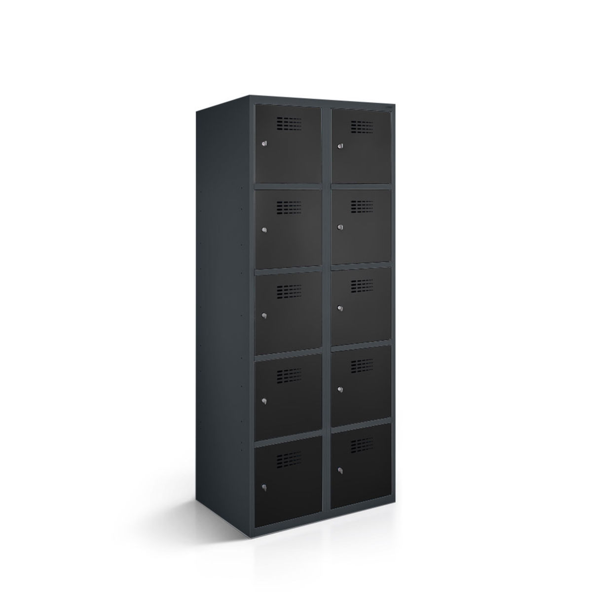 rotstahl Fächerschrank 10 Fächer mit anthrazitgrauem Korpus 60x50x180 cm (BxTxH); schwarz