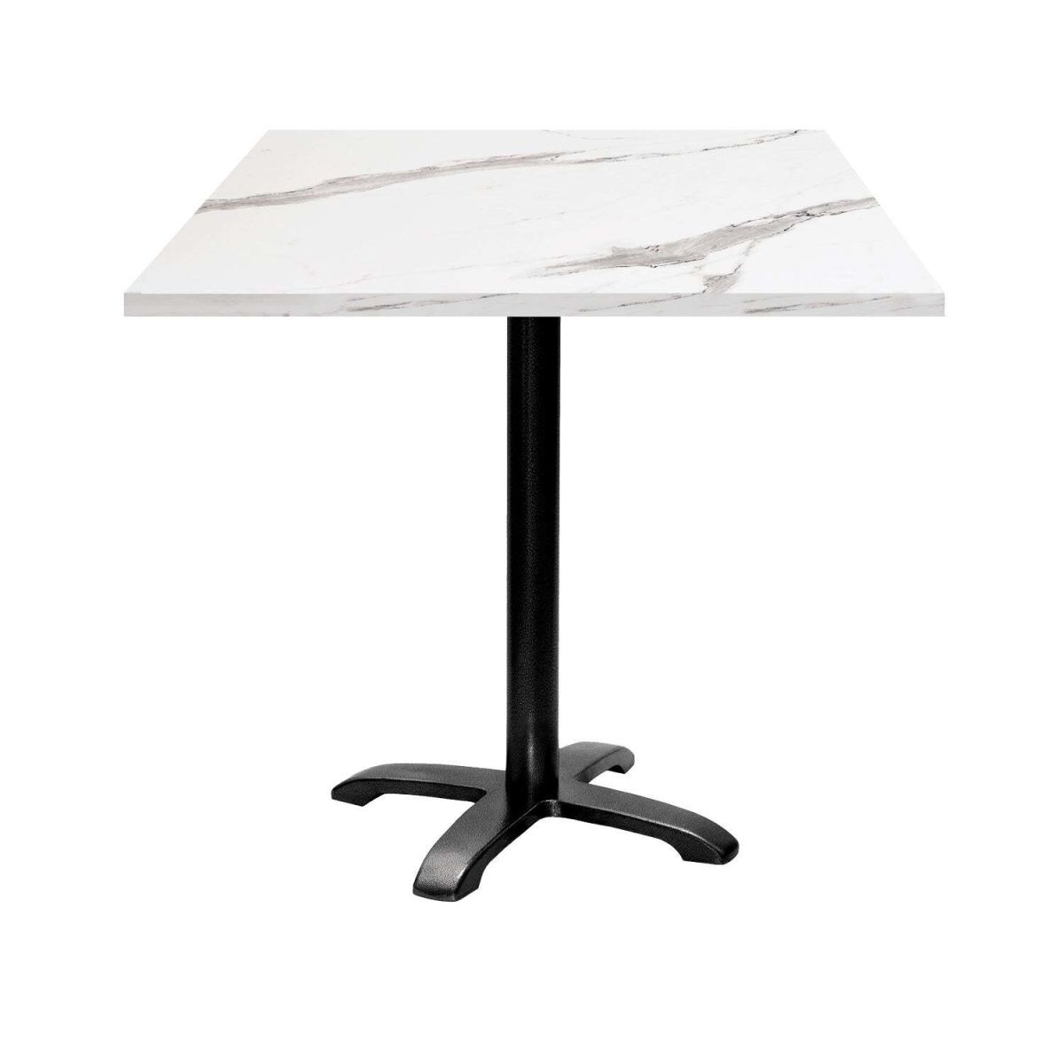 RestooTab Tisch Bazila quadratisch - Dekor Stein 70x70x74 cm (LxBxH); Platte weiß, Gestell schwarz; quadratisch