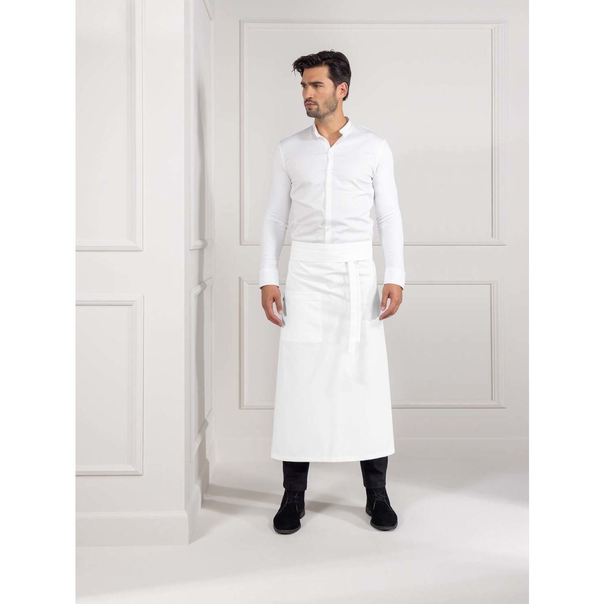 Le Nouveau Chef Nicolas bistroschort; 95x90 cm (LxB); wit