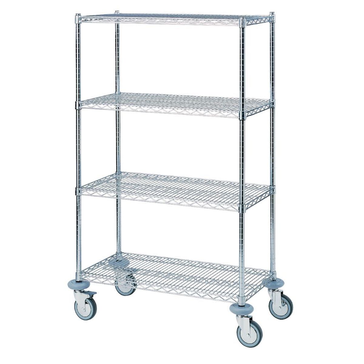 QUATRO Robuster Transportwagen mit vier Ebenen 90 x 60 91x61x175 cm (BxTxH); silber
