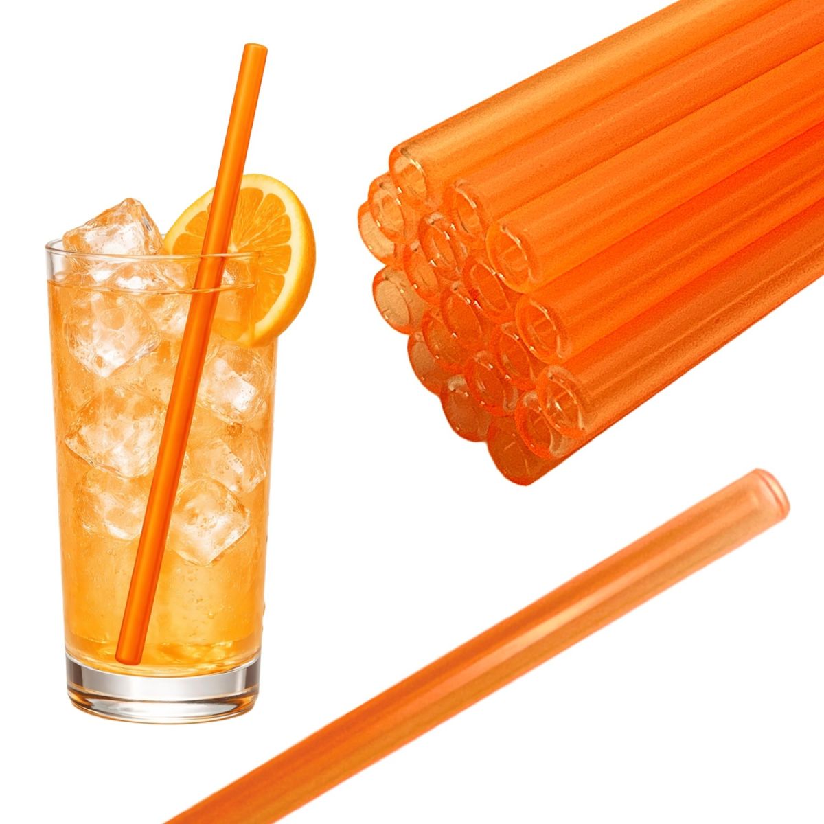 Gastro Pionier 50x Glas Trinkhalme farbig 0.8x20 cm (ØxL); orange; 50 Stück / Pack