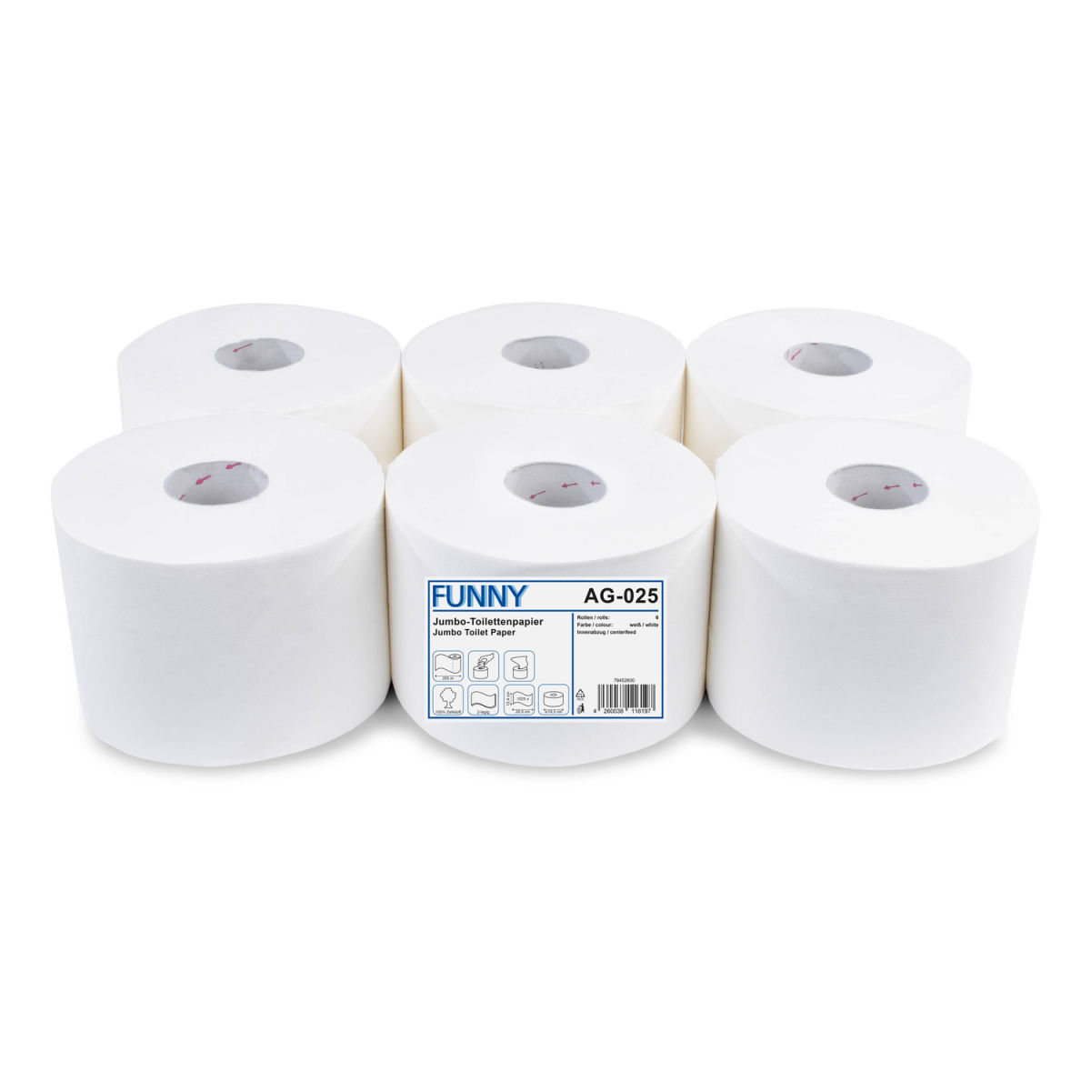 Plock Jumbo-Toilettenpapier, 2-lagig weiß; 6 Stück / Pack