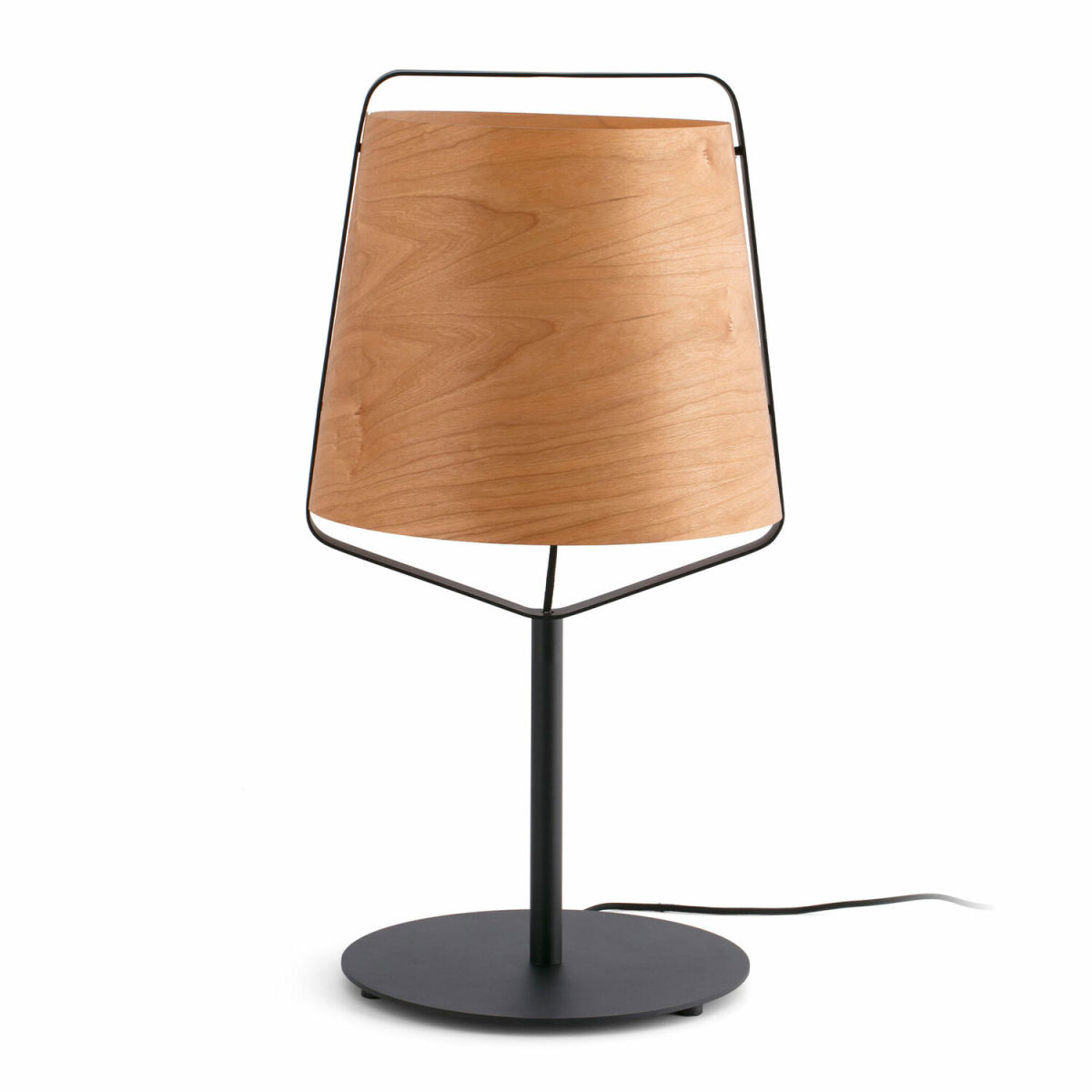 FARO Barcelona STOOD Tischleuchte schwarz und Holz 71 cm (H); schwarz