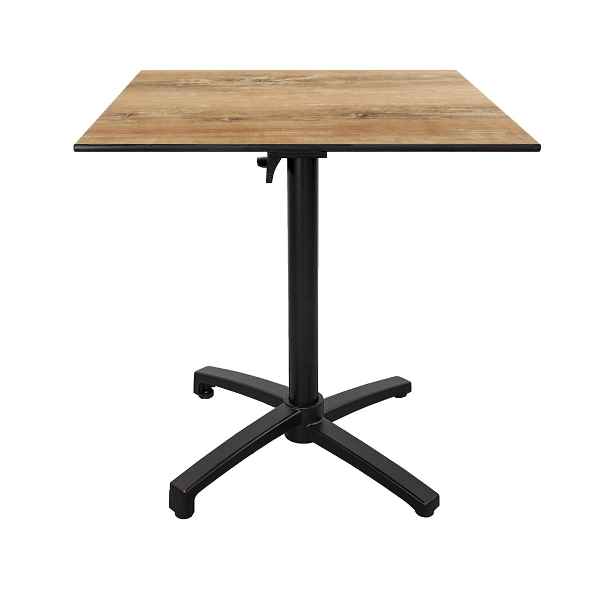 RestooTab Outdoor Klapptisch Diabolo 70x70x73 cm (LxBxH); Platte eiche antik, Gestell schwarz; quadratisch