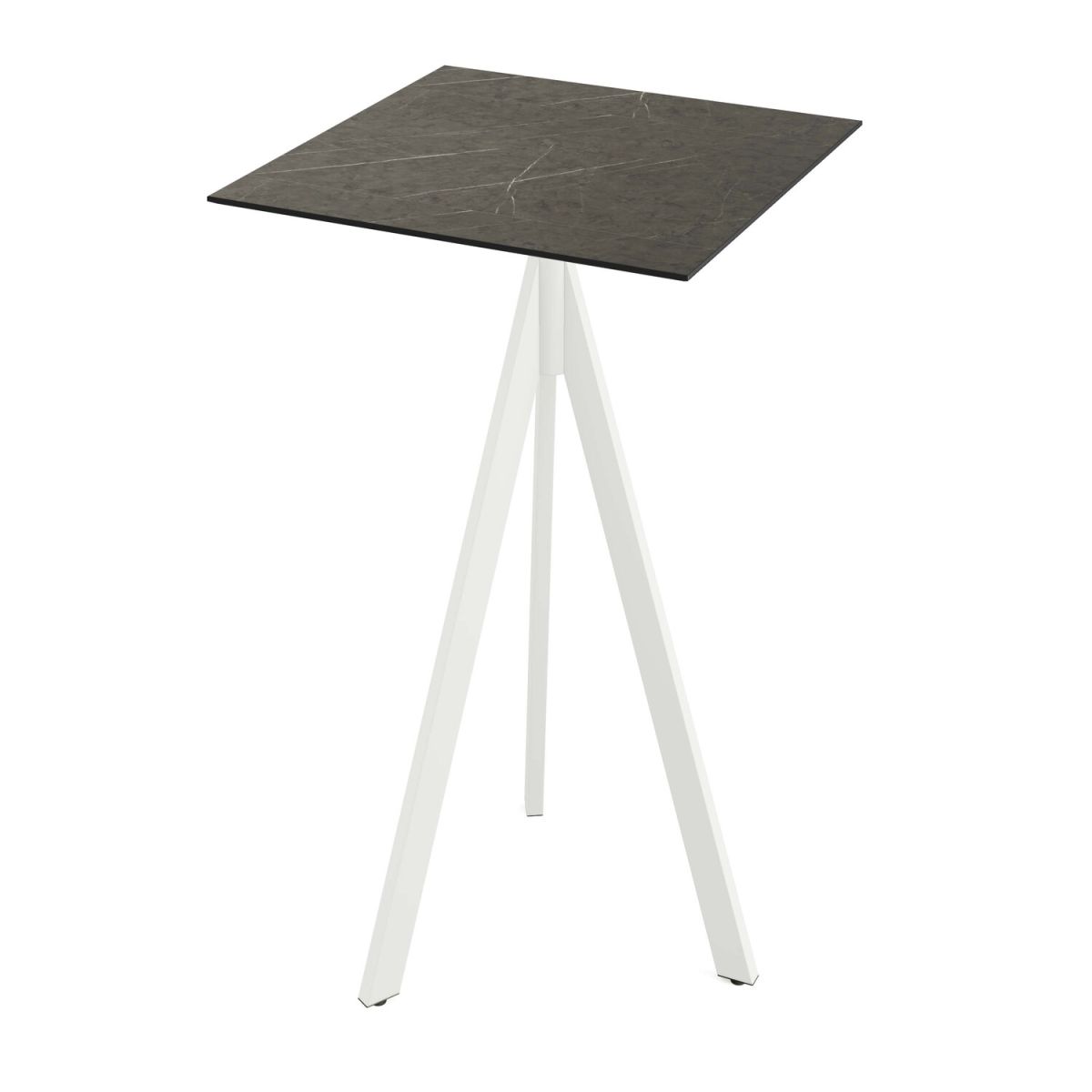 Feros Infinity Tripod Stehtisch frame + HPL 70x70 cm 70x70x110 cm (LxBxH); weiß/braun; quadratisch