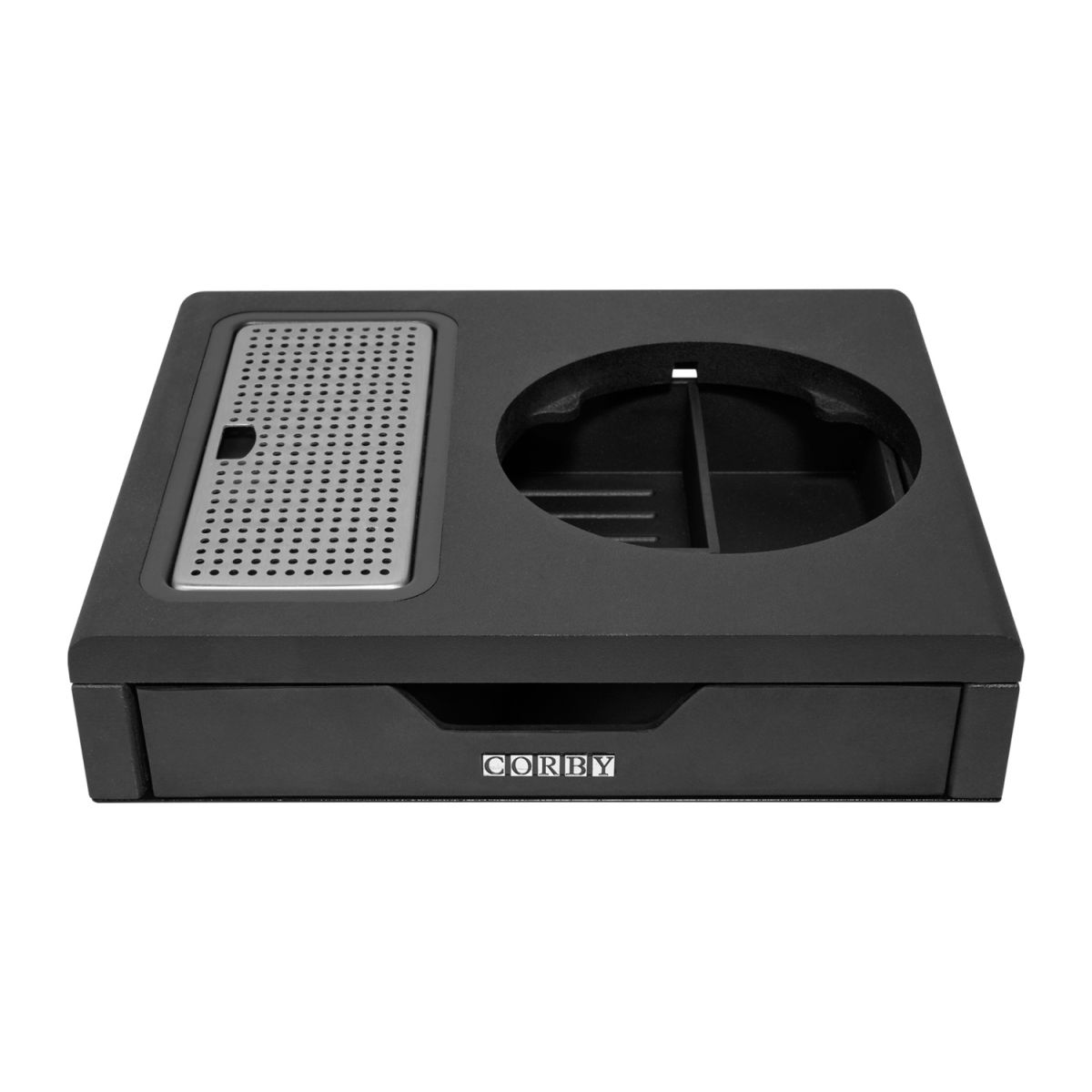 Vassoio di cortesia con cassetto Kensington in nero CORBY; 24.5x6.2x20 cm (LxHxP); nero