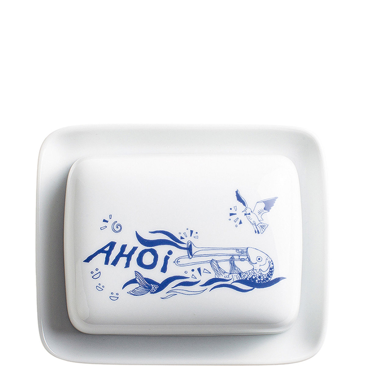 Kahla Butterdose, eckig Porzellan Ahoi 17.3x14.2x5.8 cm (LxBxH); blau