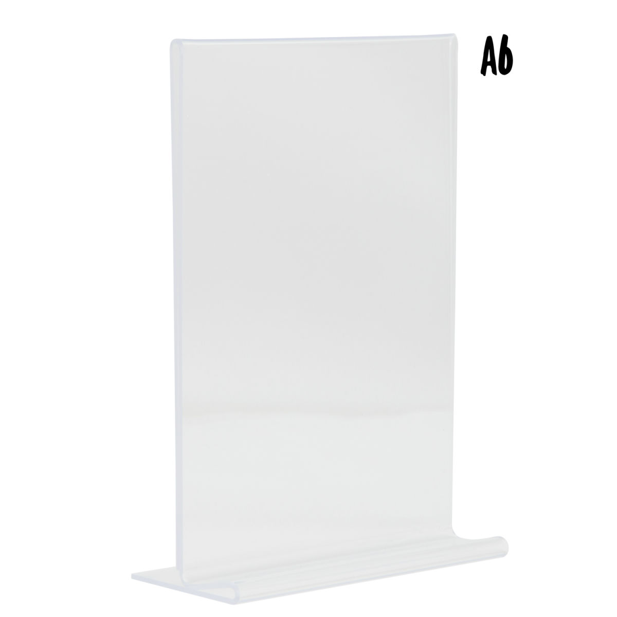 Porta-poster trasparente A6 - Verticale - Acrilico - Doppia faccia Securit; 4x10.5x15.5 cm (LxLxH); argento