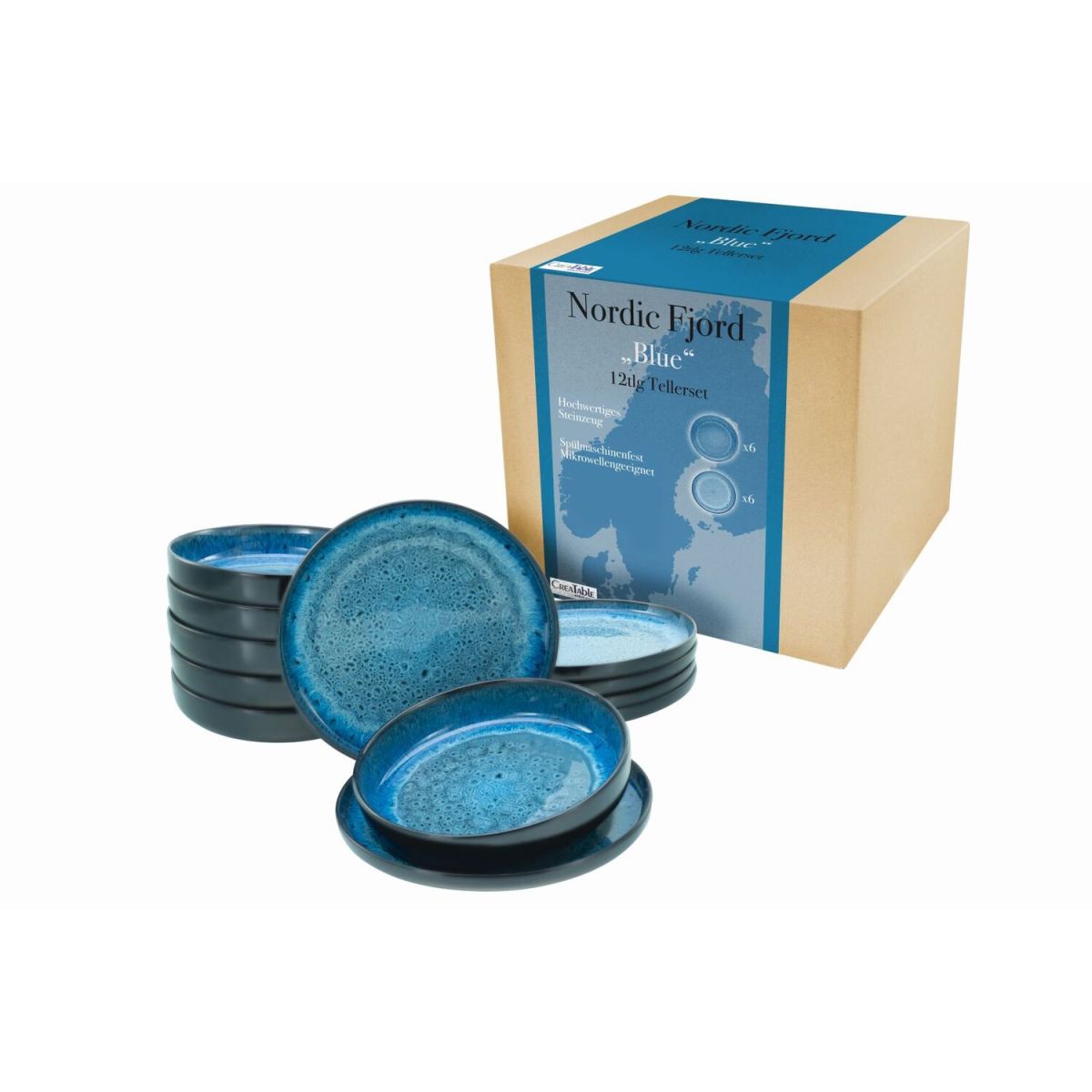 Nordic Fjord - servizio da tavola 12 pezzi CreaTable; blu