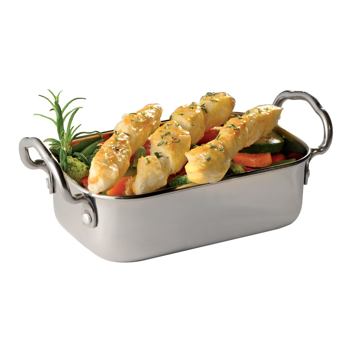 APS Mini-Servierpfanne SNACKHOLDER, Edelstahl 0.5 l, 18x9.5x6.5 cm (LxBxH); silber; rechteckig